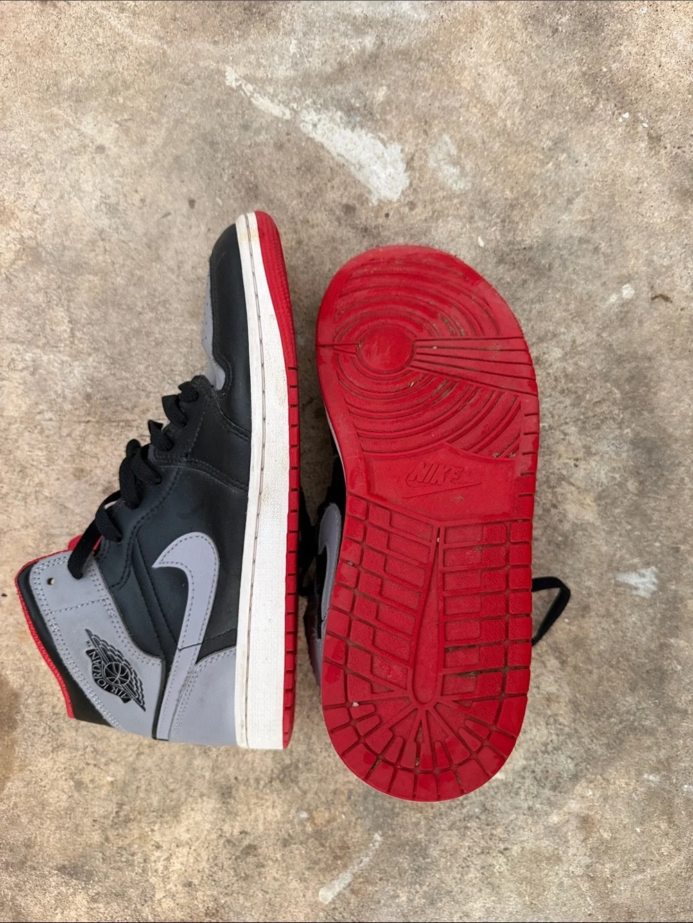 Jordan Men’s High-Top Sneakers in Black, Gray & Red